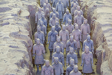 View of Terracotta Warriors in the Tomb Museum, UNESCO World Heritage Site, Xi'an, Shaanxi Province, People's Republic of China, Asia