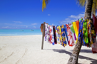 Beach and vendor's stall, Jolly Harbour, St. Mary, Antigua, Leeward Islands, West Indies, Caribbean, Central America