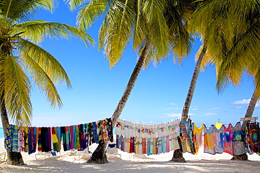 Beach and vendor's stall, Jolly Harbour, St. Mary, Antigua, Leeward Islands, West Indies, Caribbean, Central America