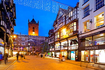 Bridge Street at Christmas, Chester, Cheshire, England, United Kingdom, Europe