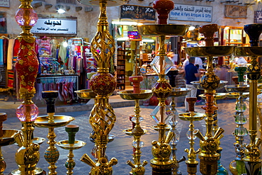 Hubble bubble (hooka) water pipes for sale in the Souq Waqif, Doha, Qatar, Middle East