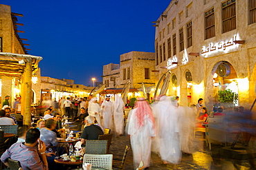 Souq Waqif at dusk, Doha, Qatar, Middle East