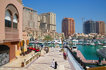 Harbour and architecture, The Pearl, Doha, Qatar, Middle East 