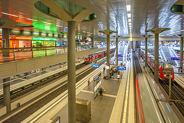 View of interior of Berlin Central Station, Hauptbahnhof, Europaplatz 1, Berlin, Germany, Europe