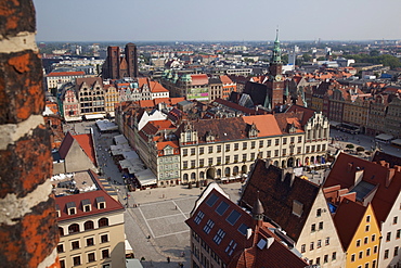 Market Square from St. Elisabeth Church, Old Town, Wroclaw, Silesia, Poland, Europe