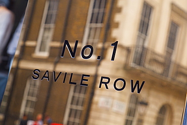 No 1 Savile Row sign, London, England, United Kingdom, Europe