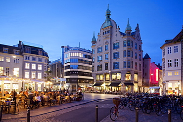 Restaurants at dusk, Armagertorv, Copenhagen, Denmark, Scandinavia, Europe