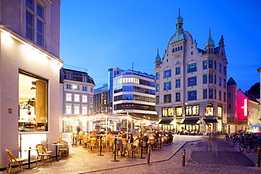 Restaurants at dusk, Armagertorv, Copenhagen, Denmark, Scandinavia, Europe