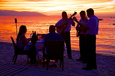 Dinner on the beach in Downtown at sunset, Puerto Vallarta, Jalisco, Mexico, North America