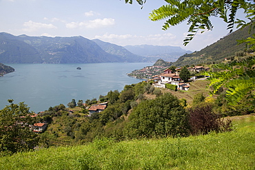 View toward Marone from near Sale Marasino, Lake Iseo, Lombardy, Italian Lakes, Italy, Europe