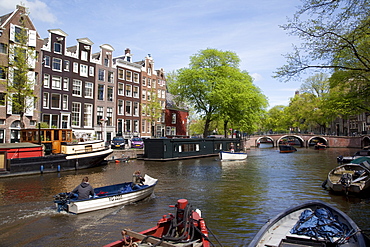 Canal and boats, Amsterdam, Holland, Europe