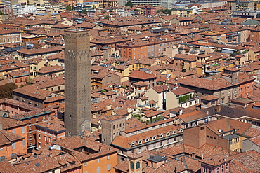 View from the Two Towers of Piazza di Porta Ravegnana, Bologna, Emilia Romagna, Italy, Europe