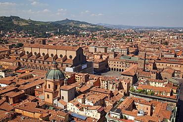 View from the Two Towers of Piazza di Porta Ravegnana, Bologna, Emilia Romagna, Italy, Europe