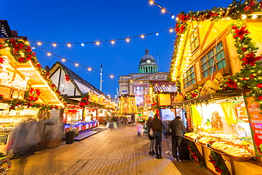 Christmas Market in the Old Town Square, Nottingham, Nottinghamshire, England, United Kingdom, Europe