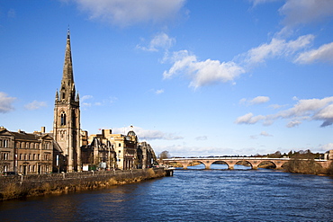 St Matthews Church and the River Tay, Perth, Perth and Kinross, Scotland