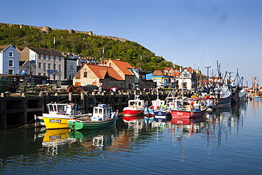 Fishing boats in the harbour, Scarborough, North Yorkshire, Yorkshire, England, United Kingdom, Europe