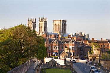 York Minster from the City Walls, York, North Yorkshire, Yorkshire, England, United Kingdom, Europe