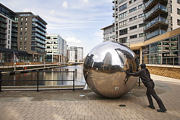 Modern sculpture at Clarence Dock, Leeds, West Yorkshire, Yorkshire, England, United Kingdom, Europe