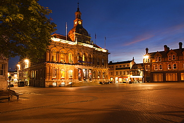 The Town Hall at dusk, Ipswich, Suffolk, England, United Kingdom, Europe