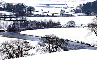 The River Wharfe near Burnsall in winter, Wharefdale, Yorkshire, England, United Kingdom, Europe 