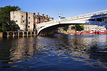 Lendal Tower and Lendal Bridge over the River Ouse, City of York, Yorkshire, England, United Kingdom, Europe 