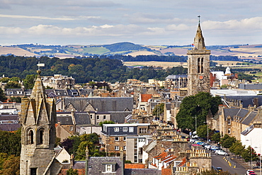 St. Salvators College from St. Rules Tower at St. Andrews Cathedral, St. Andrews, Fife, Scotland, United Kingdom, Europe 