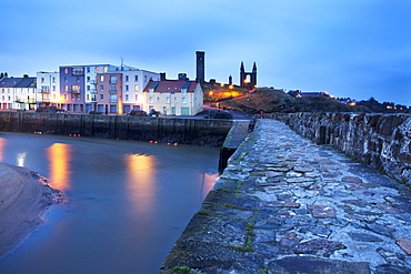 St. Andrews Harbour before dawn, Fife, Scotland, United Kingdom, Europe 