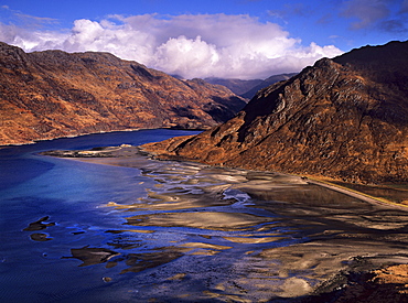 A showery winter's day over Barisdale Bay and Loch Hourn on the peninsula of Knoydart in the western highlands of Scotland, United Kingdom, Europe