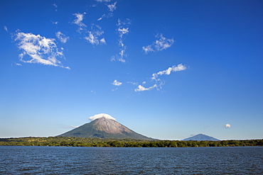 Cloud formations above Concepcion and Maderas volcanos on Ometepe island, Lake Nicaragua, Nicaragua, Central America