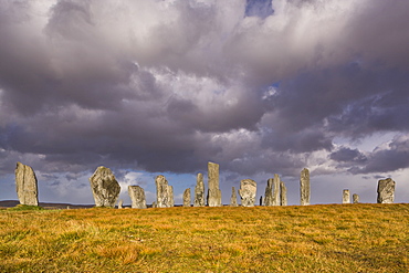 Showery weather at Callanish Stone Circle, Isle of Lewis, Outer Hebrides, Scotland, United Kingdom, Europe