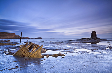 Black Nab, Saltwick Nab and the wreck of Admiral von Tromp at Satlwick Bay, North Yorkshire, Yorkshire, England, United Kingdom, Europe