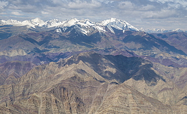 Flight over the Himalayas from Delhi to Leh, Himalayas, India, Asia