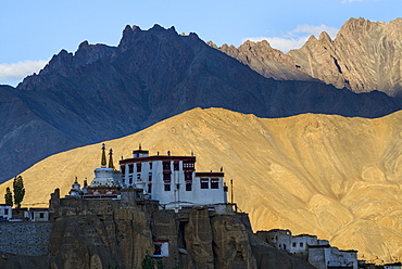 The dramatic mountain setting of Lamayuru monastery, Ladakh, Himalayas, India, Asia