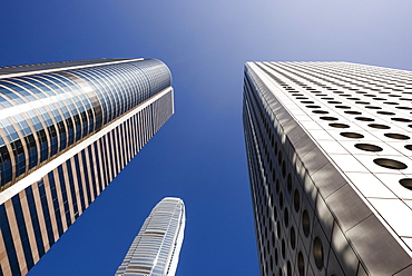 Low angle view of modern architecture, Central, Hong Kong, China, Asia