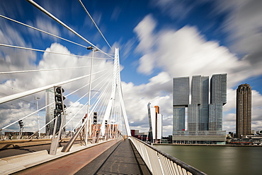 Erasmus Bridge and De Rotterdam, Wilhelminakade, Rotterdam, Netherlands, Europe