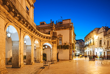 Via Giuseppe Garibaldi at night, Centro Storico, Martina Franca, Puglia, Italy, Europe