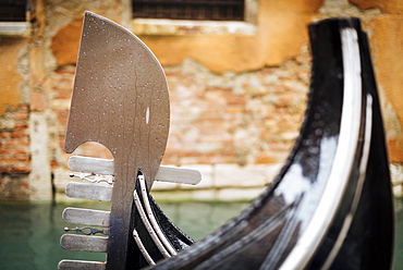 Detail on Gondola on canal, San Marco, Venice, UNESCO World Heritage Site, Veneto Province, Italy, Europe