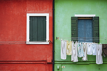 Exterior facades of colourful buildings, Burano, Venice, UNESCO World Heritage Site, Veneto Province, Italy, Europe