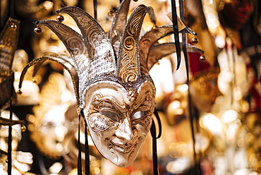 Traditional Venetian masks on display, San Marco, Venice, Veneto Province, Italy, Europe