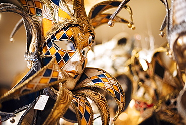 Traditional Venetian masks on display, San Marco, Venice, Veneto Province, Italy, Europe