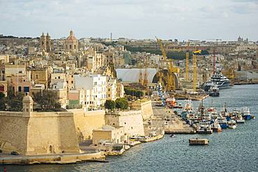 View over Grand Harbour, Valletta, Malta, Europe