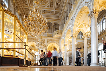 The Peacock Clock, Interior of The Pavillon Hall, State Hermitage Museum, UNESCO World Heritage Site, St. Petersburg, Leningrad Oblast, Russia, Europe