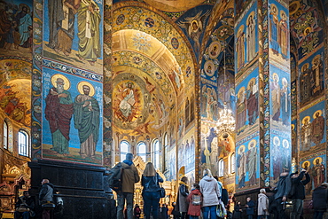 Interior of Church of the Savior on Spilled Blood (Church of the Resurrection), UNESCO World Heritage Site, St. Petersburg, Leningrad Oblast, Russia, Europe