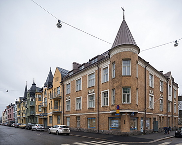 Houses on Huvilakatu Street, Helsinki, Finland, Europe