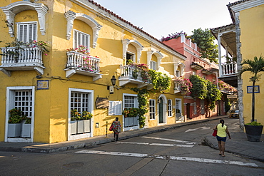 Colonial architecture in the Old City, UNESCO World Heritage Site, Cartagena, Bolivar Department, Colombia, South America