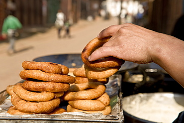 Fried food stall, Bhaktapur, Nepal, Asia