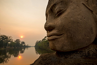 Faces of Deva and Asura's, Southern Gate, Angkor Thom, Angkor, UNESCO World Heritage Site, Siem Reap, Cambodia, Indochina, Southeast Asia, Asia 