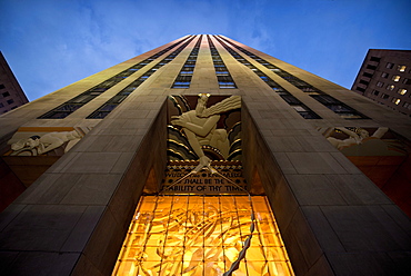 Exterior of Rockefeller Centre, Manhattan, New York City, United States of America, North America