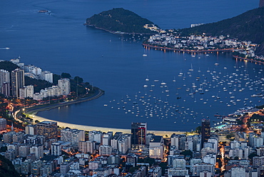 View from Cristo Redentor over Rio de Janeiro at night, Corcovado, Rio de Janeiro, Brazil, South America