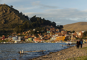 Copacabana Beach in the late afternoon, Lake Titicaca, Bolivia, South America